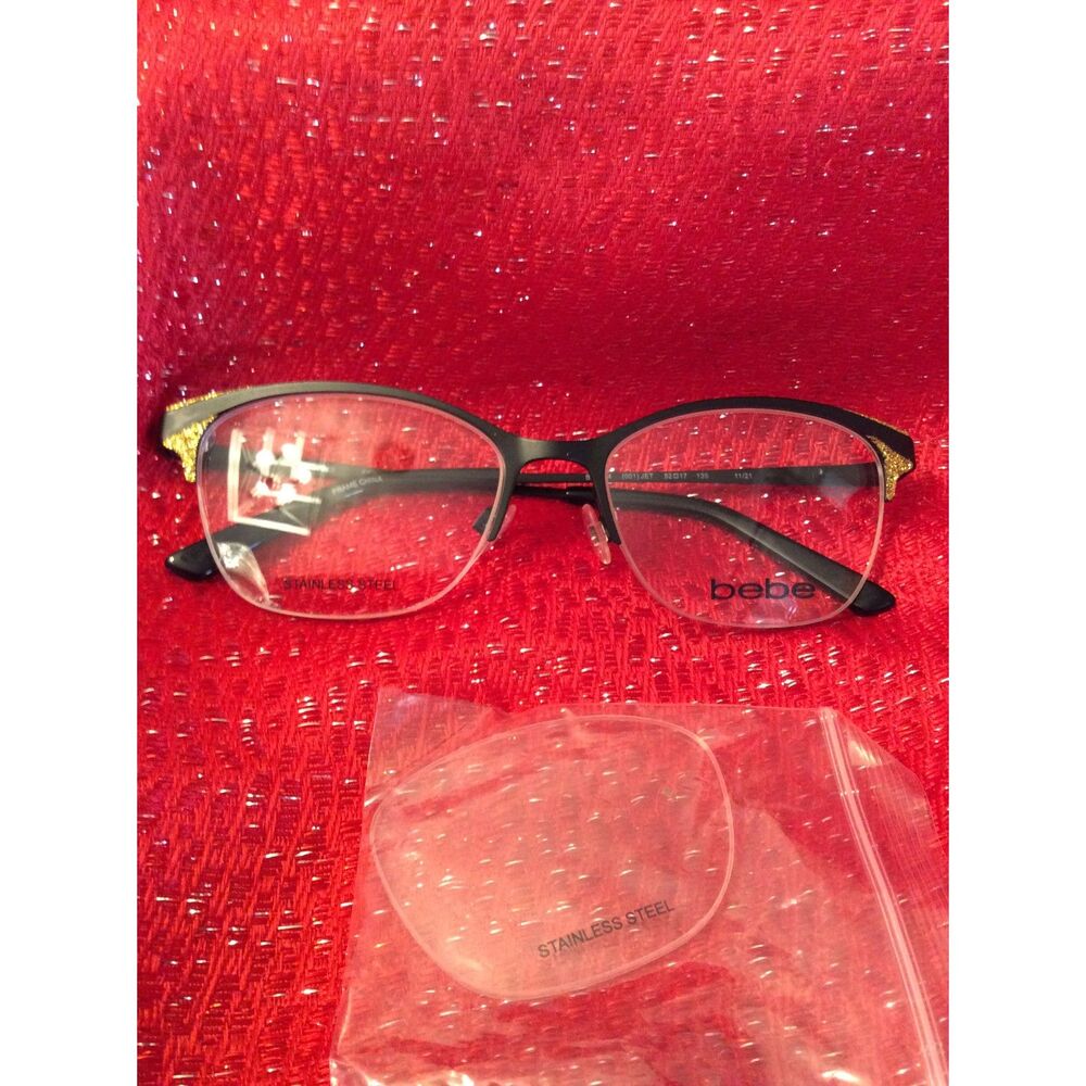 New Frames Eye Wear glasses Womens Bebe Jet with gold bling